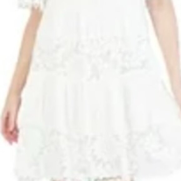 Lace and Gauze Dress Spaghetti Straps and Drop Sleeve - Picture 5 of 11